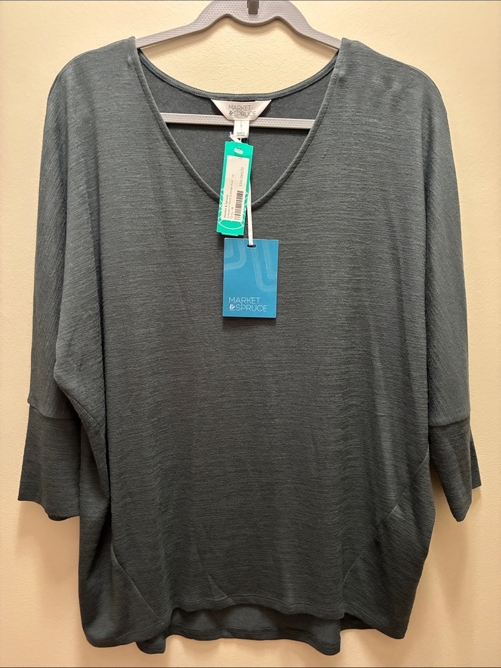 Market & Spruce Slate-Gray V-Neck Relaxed Dolman Top